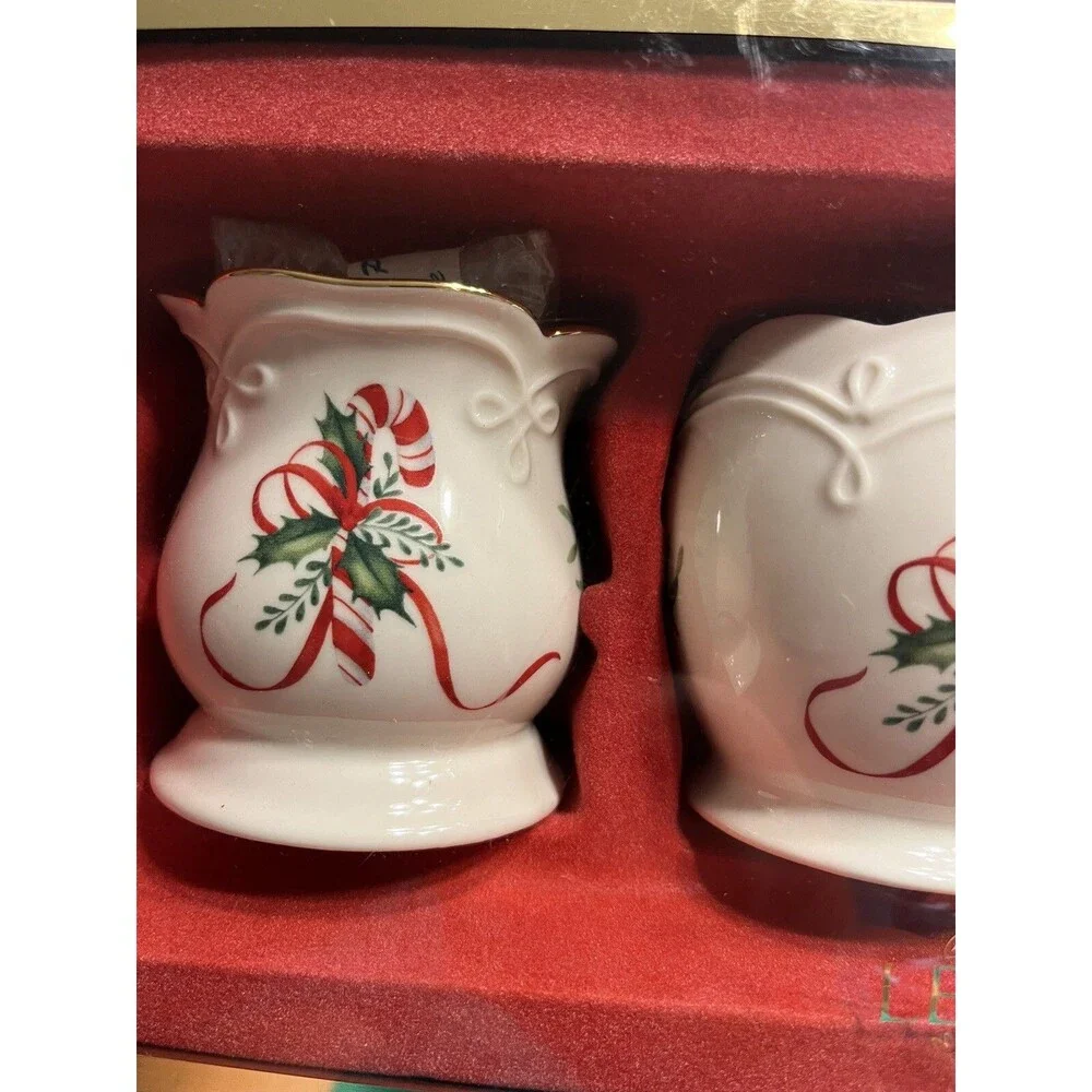 Lenox Christmas Holly Berry Ribbon Candle Holder Set of 3 NIB
